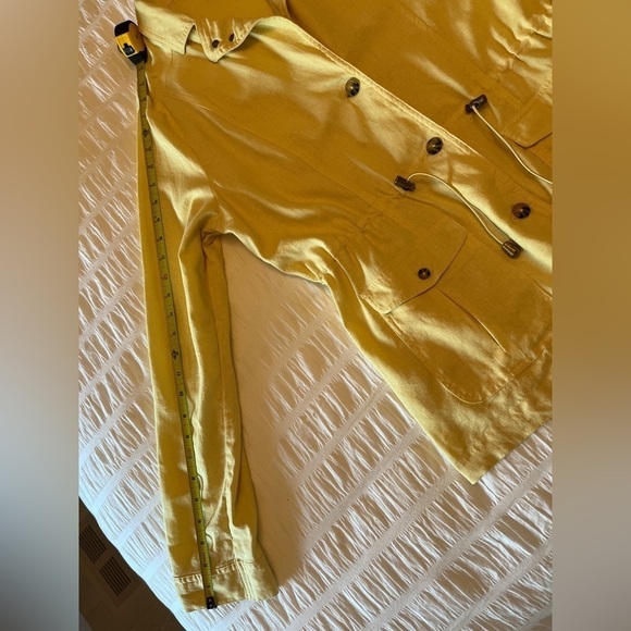 ATLAS FOR WOMEN Linen Blend Button Front Jacket Pale Yellow Safari Coastal - Picture 14 of 17